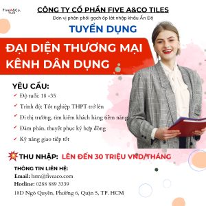 tuyển dụng vị trí đại diện thương mại kênh dân dụng