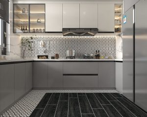 Gạch ốp lát phòng bếp xám nhạt - FiveA&Co.