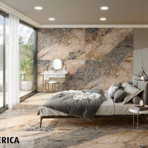 Mẫu Gạch BLUE BRECCIA phối cảnh phòng ngủ