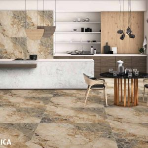 Mẫu Gạch BLUE BRECCIA phối cảnh phòng bếp