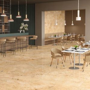 Mẫu Gạch Ấn Độ Brecia Aurora phối cảnh phòng bếp